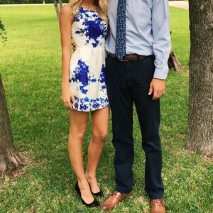 L’Atiste (Oasap) Royal Blue and White Floral Fit-and-Flare (Cupcake) Dress